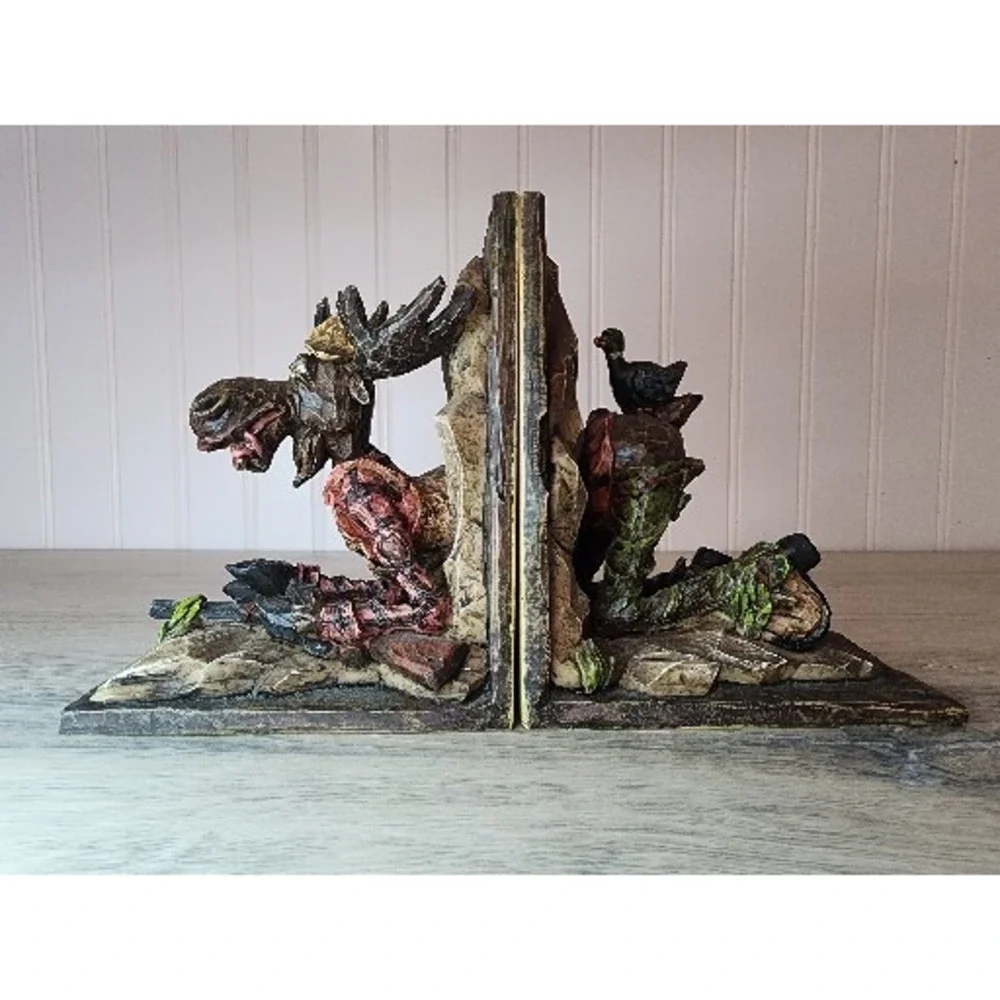 Moose Book Ends Porcelain‎ Cabin Deco Funny Nautical